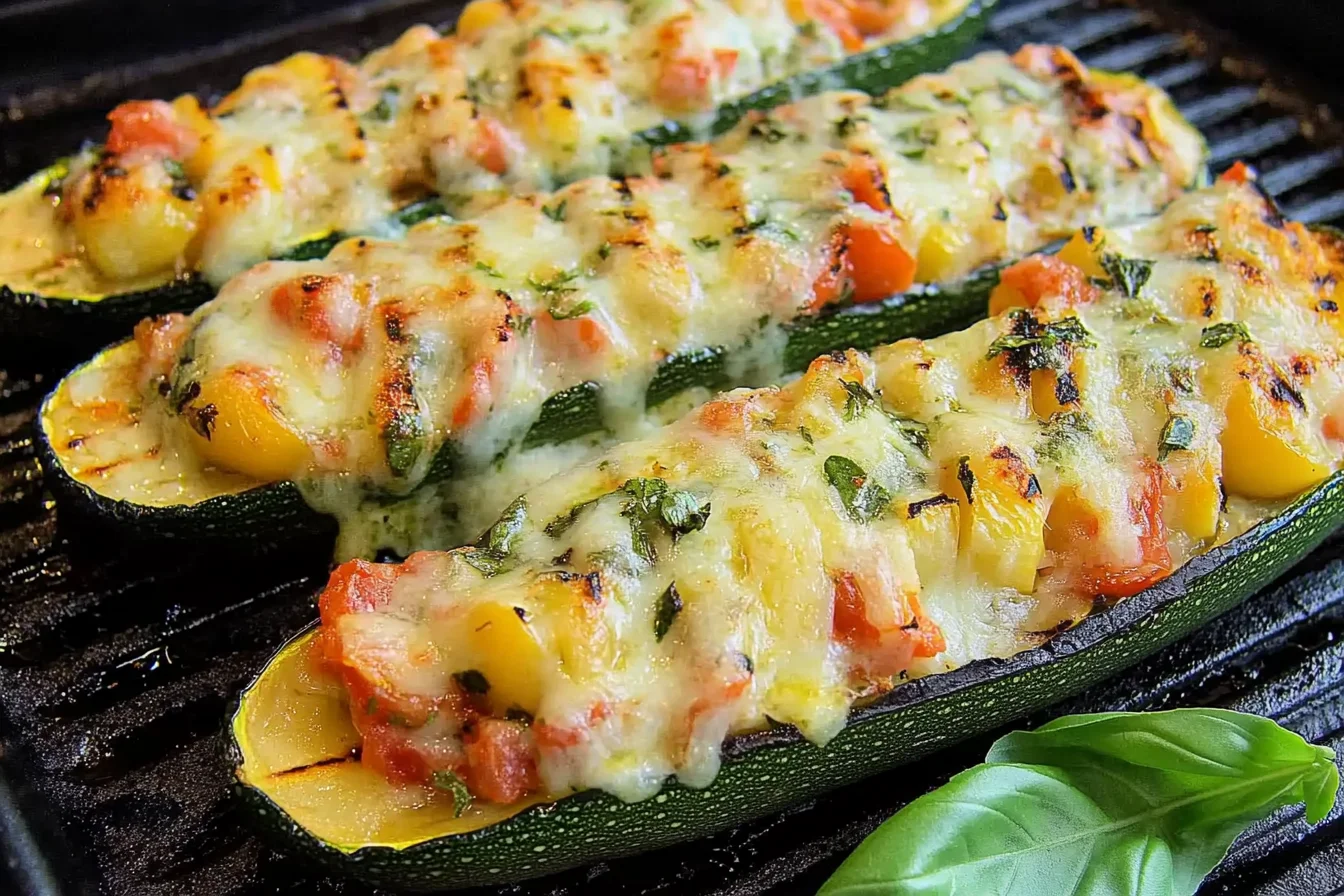 Shrimp and Veggie Stuffed Zucchini