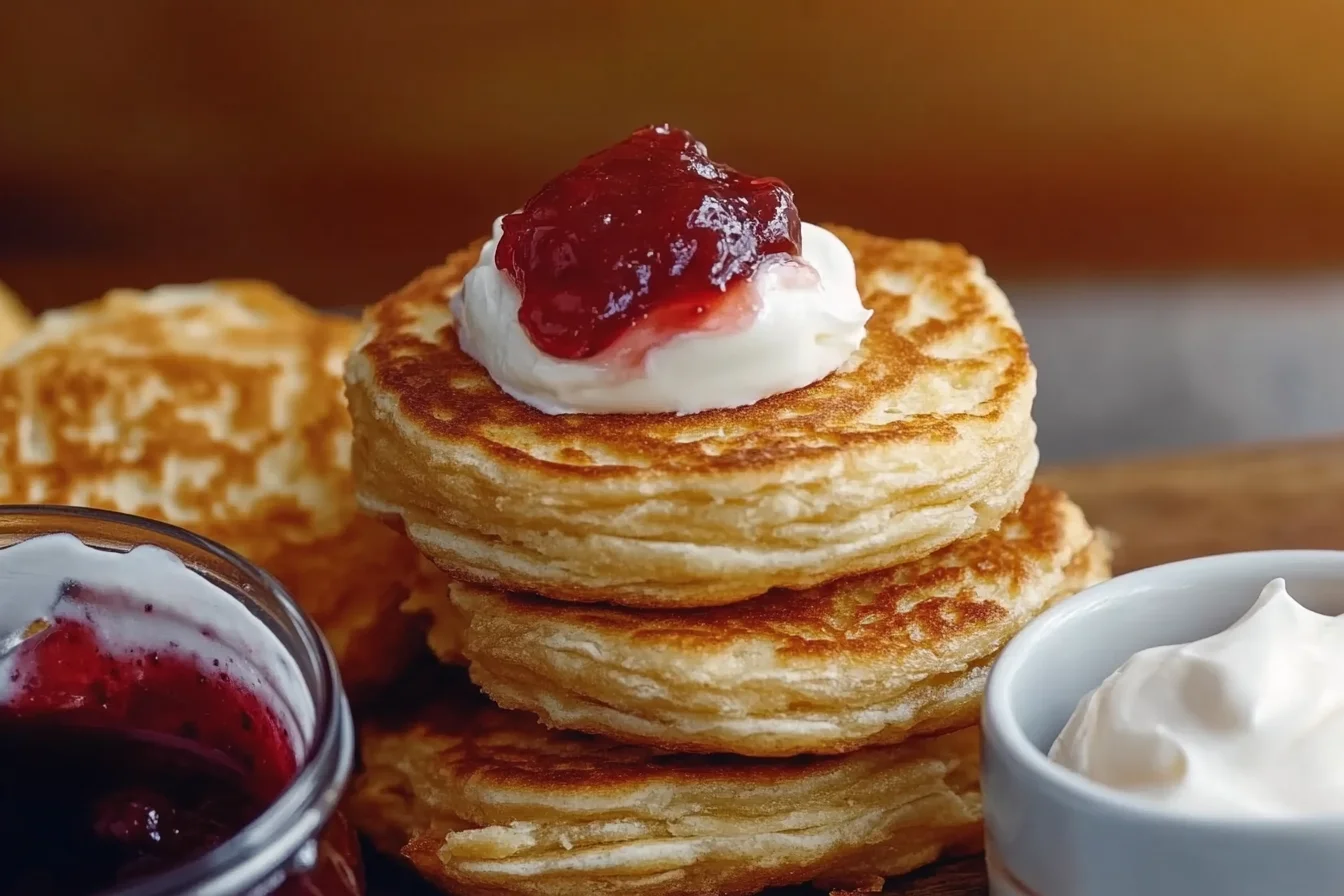 Pikelets with Jam and Cream