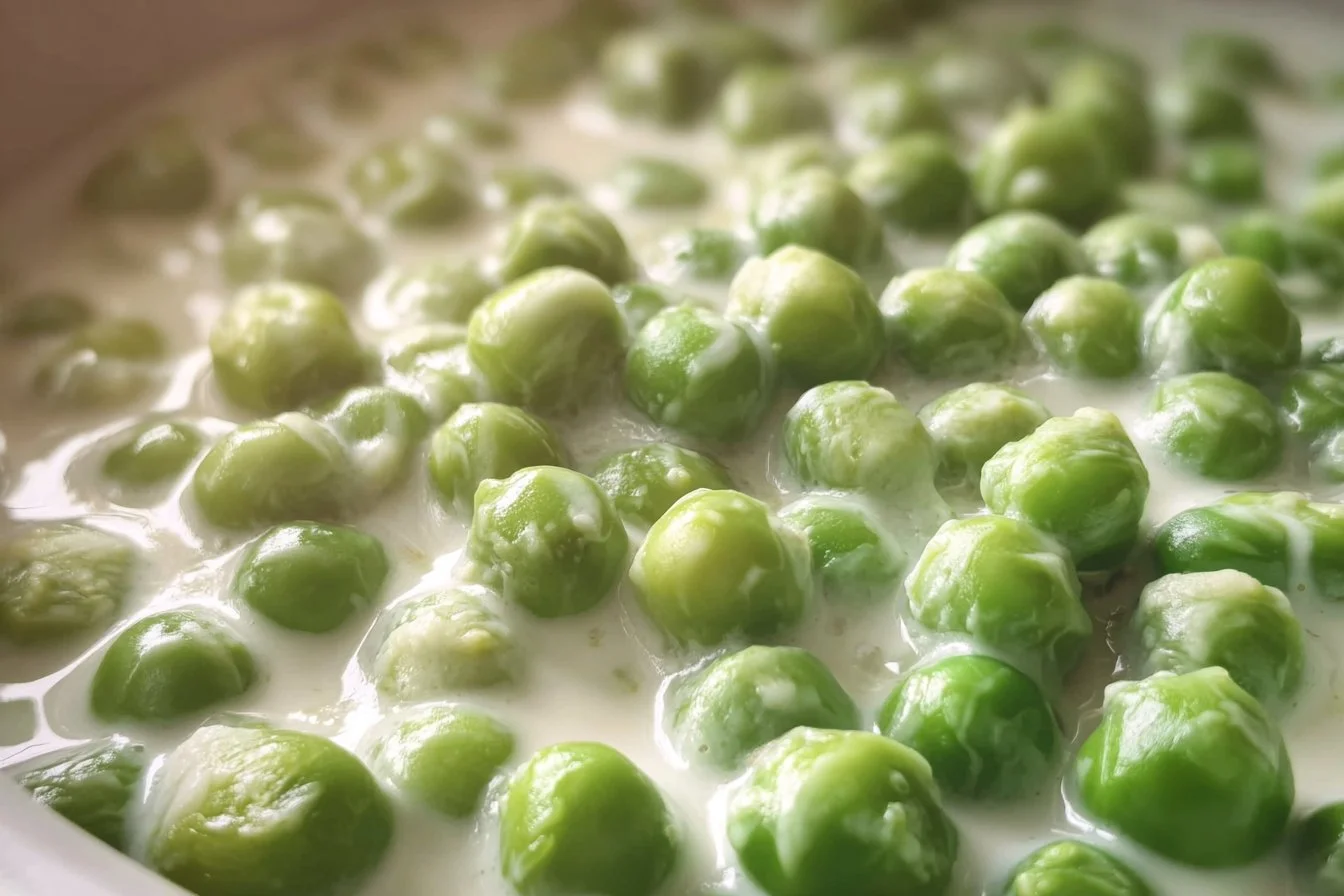 Delicious dish of cream peas served on a plate