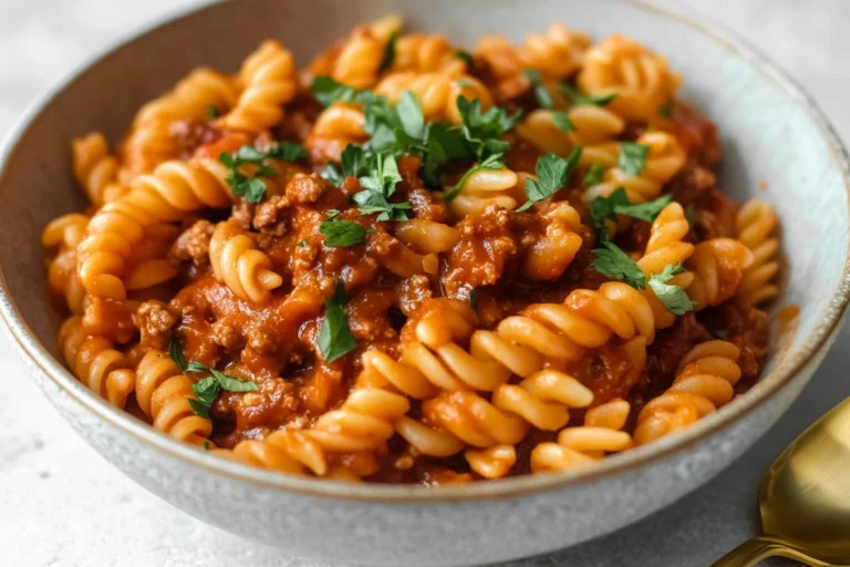 Instant-Pot Hamburger Helper meal cooked in a pressure cooker.